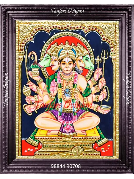 Anjaneyar Tanjore Painting | 5 Face Anjaneyar Painting